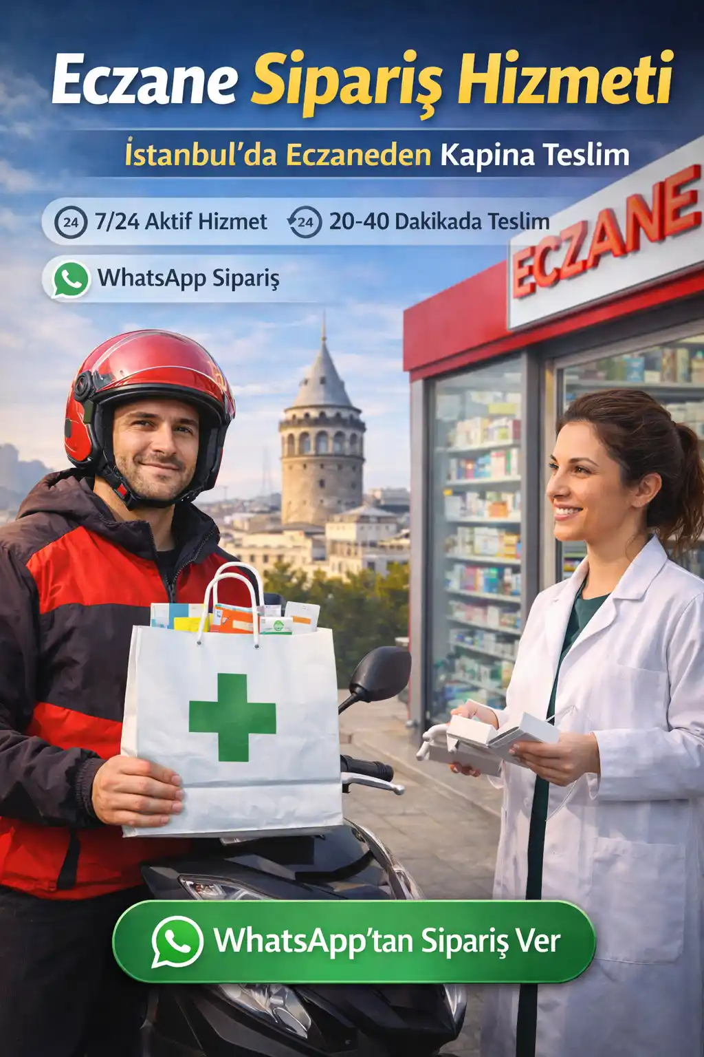 İstanbul eczane sipariş hizmeti kapsamında eczaneden alınan ilaçların kurye ile adrese teslim edilmesi